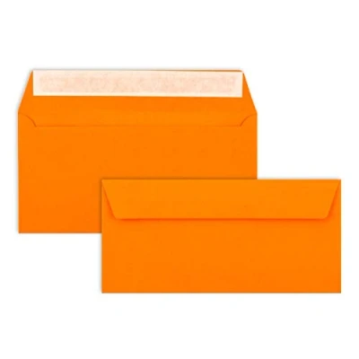 Abbildung von 50 Brief Umschläge DIN Lang Orange 110 g/m² 11 x 22 cm sehr formstabil Haftklebung Qualitätsmarke: FarbenFroh by GUSTAV NEUSER