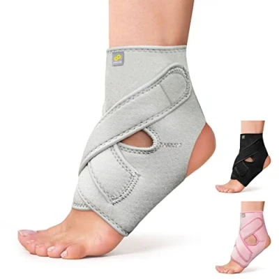 Abbildung von Bracoo FS10 Sprunggelenkbandage, Einstellbares Fußbandage für Damen/Männer, Professionelle Knöchelbandage Plantarfasziitis, Arthritis, ACL, Gelenkschmerzen, Fersensporn Grau,S/M