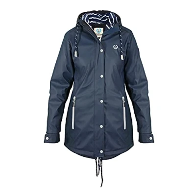 Abbildung von MADSea Damen Regenmantel Friesennerz Gestreiftes Innenfutter Navy, Größe:36