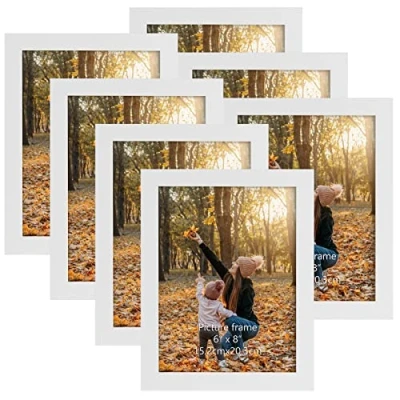 Abbildung von EXYGLO 7er Set Bilderrahmen 15x20 cm, Weiß Fotorahmen Collage für 20x15 cm Fotos und Bilder, Modern Rahmen Leicht Dünn Wand oder Tischaufsteller
