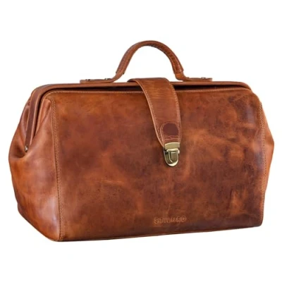 Abbildung von STILORD &#039;Percy&#039; Arzttasche Leder Vintage Arztkoffer Doktortasche Business Handtasche Hausbesuch Echtleder, Farbe:kara cognac