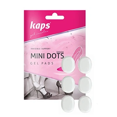 Abbildung von Unsichtbare Premium Mini Gel Polster für Pumps gegen Blasen, Selbstklebende Silikon Einlagen, Polstern und schützen empfindliche Stellen am Fuß Damen, Kaps Dots, 6 Stück