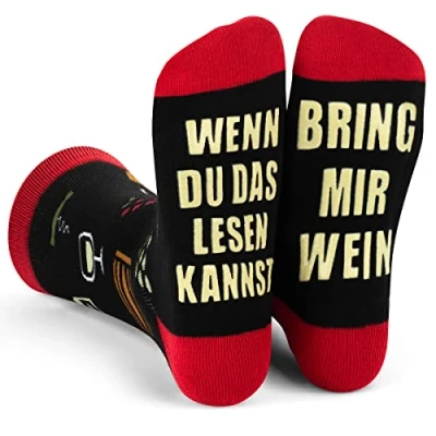 Abbildung von Lavley Wenn Du Das Lesen Kannst Bring Mir Lustig Socken für Frauen Und Männer (Bier, Sekt, Kaffee Kuchen) (Wein)