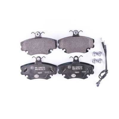 Abbildung von HELLA 8DB 355 018 131 Bremsbelagsatz inkl. Verschleißwarnkontakt mit Bremssattelschrauben RENAULT: CLIO 2, Twingo II Box Body / Hatchback