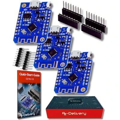 Abbildung von AZDelivery 3 x D1 Mini V3 NodeMCU ESP8266EX WLAN Modul kompatibel mit Arduino inklusive E Book!