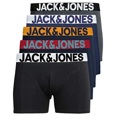 Abbildung von JACK &amp; JONES Herren Unterhosen 5er Set Pack Männer Boxershorts Weiss schwarz blau grau Trunks 12204864 (XXL, Mix 8)
