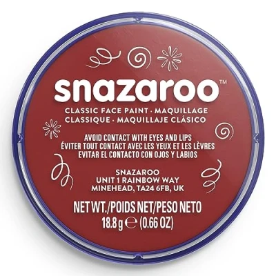 Abbildung von Snazaroo 1118866 Schminkfarbe Burgunder, 18ml Topf hautfreundliche Gesichtschminke auf Wasserbasis, wasservermalbar, parabenfrei, Face &amp; Bodypaint Farbe für Kinder Erwachsene