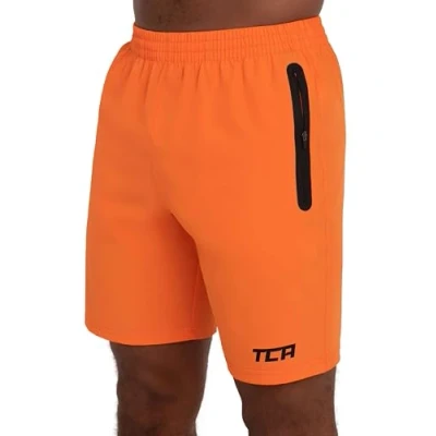 Abbildung von TCA Herren Elite Tech Leichte Laufhose Gymshorts Trainingsshorts und Laufshorts mit Reißverschlusstaschen Sporthose Kurz Orange, L