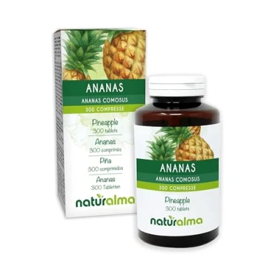Abbildung von Ananas (Ananas comosus oder sativus) Stiele der Früchte Naturalma 150 g 300 Tabletten Nahrungsergänzungsmittel Natürlich und Vegan