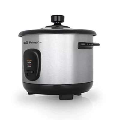 Abbildung von Orbegozo CO 3025 Reiskocher und Dampfkochtopf, 1 Liter Fassungsvermögen, Gehäuse aus Edelstahl, Topf Aluminium mit Anti Haft Beschichtung, Glasdeckel, 400 W Leistung