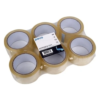 Abbildung von Pavo 8000319 6 Rollen Premium PP Pack /Klebeband, Low Noise/Leise Abrollend, 66 m, 50 mm, transparent