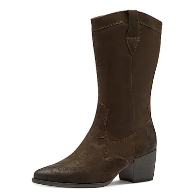 Abbildung von MARCO TOZZI Damen Stiefel mit Absatz aus Kunstleder Cowboy, Braun (Cafe), 37