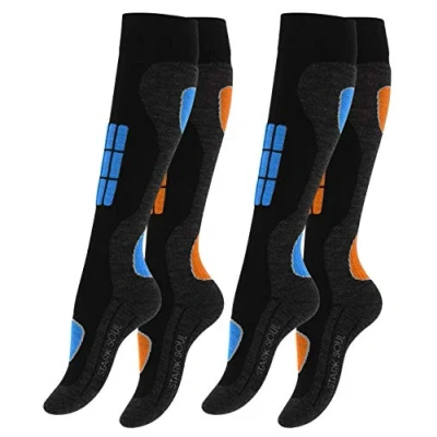 Abbildung von STARK SOUL 2 Paar Damen SKI Funktionssocken, Skisocken mit Spezialpolsterung, Blau/Orange, Gr. 39 42