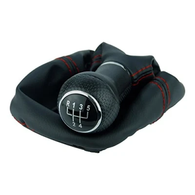 Abbildung von L &amp; P Car Design L&amp;P A252 0 Schaltsack Schaltmanschette Schwarz Naht Rot GTI Look Schaltknauf 5 Gang 23mm kompatibel mit VW Golf 4 IV Rahmen Knauf Plug Play Ersatzteil für 1J0711113