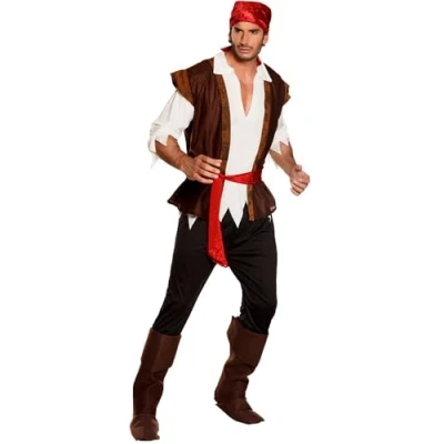 Abbildung von Boland Kostüm für Erwachsene Pirat Thunder, Hose, Shirt, Weste, Stulpen, Captain, Jack, Sparrow, Seeräuber, Meuterei, Karneval, Halloween, Fasching, Mottoparty, Verkleidung, Theater