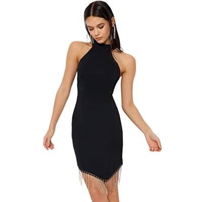Abbildung von Trendyol Damen Bodycon Fitted Woven Dress Kleid, Black, 38