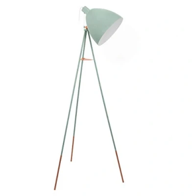 Abbildung von EGLO Dreibein Stehlampe Dundee, Vintage Stehleuchte, Tripod Standleuchte aus Stahl in mintgrün, Fassung: E27, inkl. Zugschalter