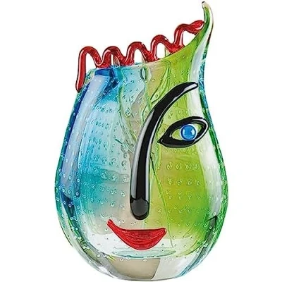 Abbildung von GILDE GLAS art Vase Gesicht Skulptur und Dekoobjekt handgefertigt H 28 cm