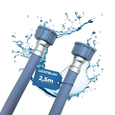 Abbildung von Lichtblau Zulaufschlauch Waschmaschine Geschirrspüler 2979 Anschluss Größe 2,5 m I 3/4 Zoll Gerade/Gerade inkl. Dichtung Wasserzulaufschlauch universell verwendbar Hersteller unabhängig