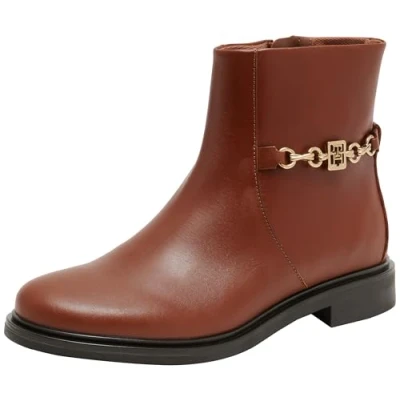 Abbildung von Tommy Hilfiger Chain LOW Bootie Stiefelette, Damen, Größe: 39, Cognac Schuhe