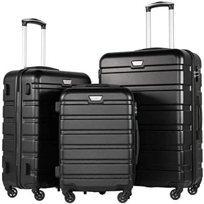 Abbildung von COOLIFE Koffer Premium Hartschalenkoffer Trolley Rollkoffer Reisekoffer Kofferset Handgepäck mit TSA Schloss und 4 Rollen (Mondnacht schwarz, Set)