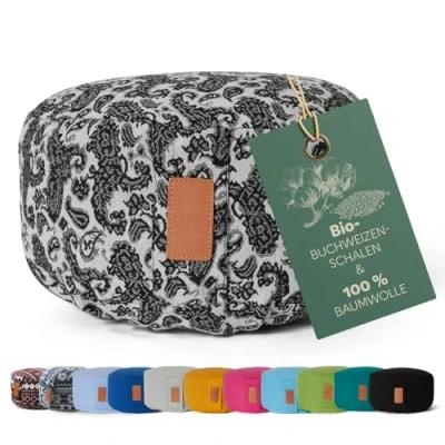 Abbildung von #DoYourYoga rundes Yogabolster waschbarer Bezug, Bio Buchweizenschalen (KBA) Füllung, 30 x 15 cm, Yoga Kissen für Yin &amp; Meditation Style (3)