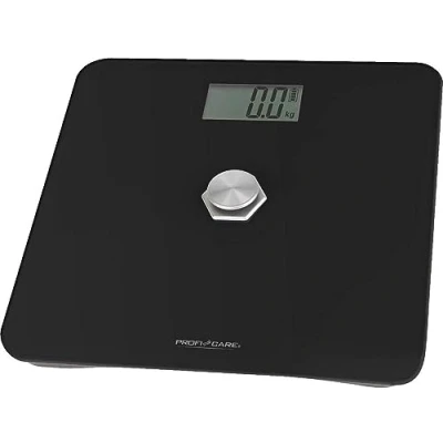 Abbildung von ProfiCare® Personenwaage ohne Batterie Waage mit Messbereich von 5kg 180 kg &amp; großem LCD Display digital kinetischer Energie Glasoberfläche PC PW 3112 schwarz