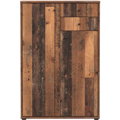 Abbildung von FORTE TEMPRA 2 Kommode mit Türen und Schubladen, Holzwerkstoff, Old Wood Vintage Dekor, (B x H T) 73,7 111,1 34,8 cm