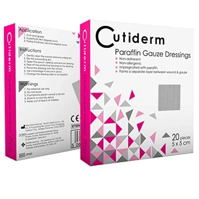 Abbildung von Cutiderm sterile Paraffingaze Kompresse, 5 cm x cm, Packung mit 20 Stück