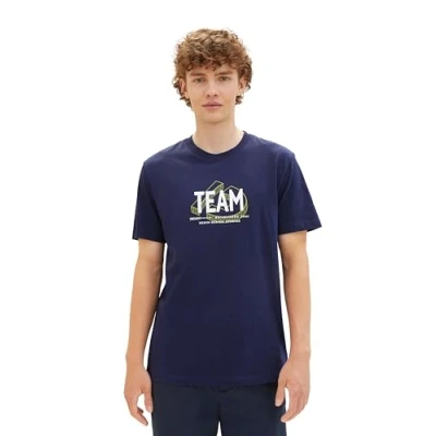 Abbildung von TOM Tailor Denim Tshirt print, Herren, Größe: Large, Dark blueberry