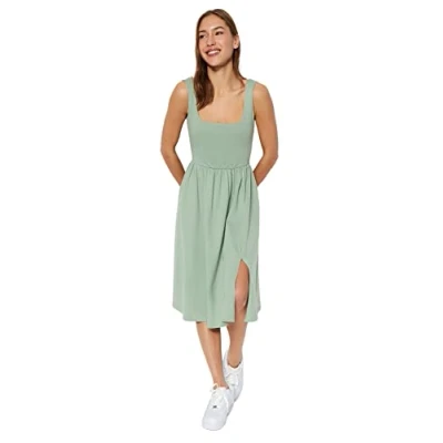Abbildung von TRENDYOL Damen A line Midi Dress Kleid, Mint, L EU