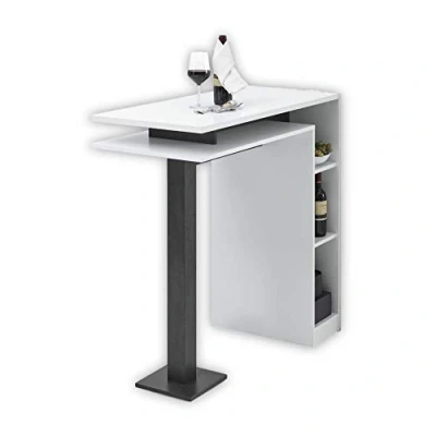 Abbildung von 83 130 Q4 Bartisch BAY Theke Tisch Bistrotisch Weiß / Beton dunkel schwarz ca. 108 x 103 50 cm