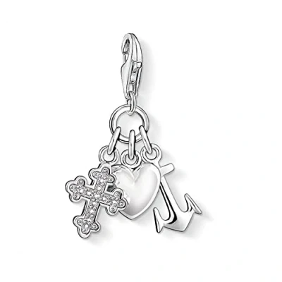 Abbildung von Thomas Sabo Damen Charm Anhänger Glaube Liebe Hoffnung Kreuz Herz Anker 925 Sterling Silber 0409 051 14