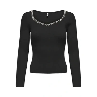 Abbildung von ONLY Onlemma V NECK Pearl Strickpullover, Damen, Größe: Small, Black/white