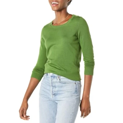 Abbildung von Amazon Essentials Damen Leichter, Langärmeliger Pullover Mit Rundhalsausschnitt (Erhältlich in Übergröße), Grün, XS