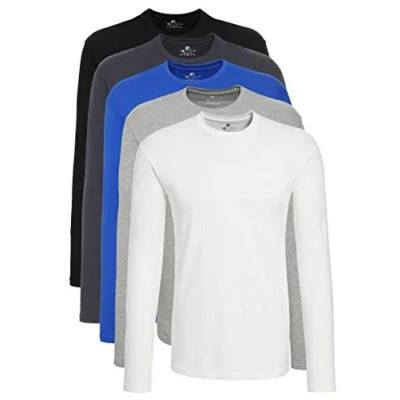 Abbildung von Lower East Herren LE133 Langarmshirt, Schwarz/Rauchblau/Königsblau/Hellgrau Melange/Weiß (5er Pack), S