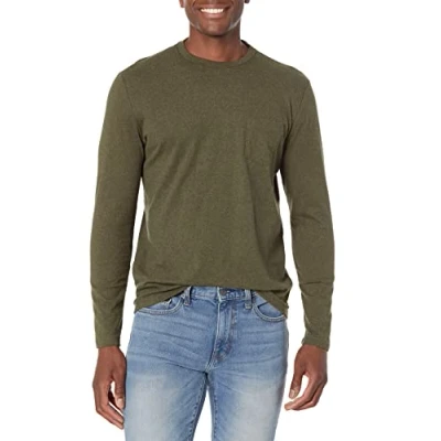 Abbildung von Amazon Essentials Herren Langärmeliges T Shirt, Schmale Passform, Olivenheide, XS