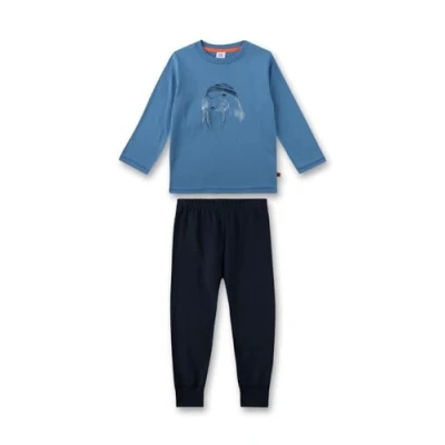 Abbildung von Sanetta Jungen Schlafanzug lang Blau Hochwertiger und bequemer aus Bio Baumwolle für Jungen. Pyjamaset 116