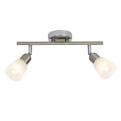Abbildung von BRILLIANT Lampe Bethany LED Spotrohr 4flg eisen/chrom/weiß alabaster 4x D45, E14, 4W Tropfenlampe inklusive, (450lm, 2700K) Arme drehbar/Köpfe schwenkbar