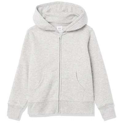 Abbildung von Amazon Essentials Mädchen Fleece Kapuzenpullover mit Reißverschluss, Hellgrau Meliert, 6 7 Jahre