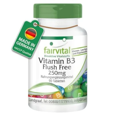 Abbildung von Fairvital Vitamin B3 Flush Free Niacin 250mg HOCHDOSIERT VEGAN 90 Tabletten