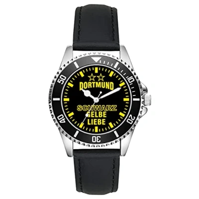 Abbildung von KIESENBERG Herrenuhr Armbanduhr Dortmund Geschenk Artikel Idee Fan Analog Quartz Lederarmband Uhr L 6034