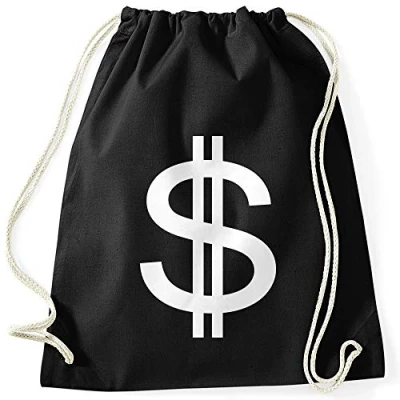 Abbildung von MoonWorks® Turnbeutel Dollar Zeichen Symbol Money Bag Geldsack schwarz Unisize