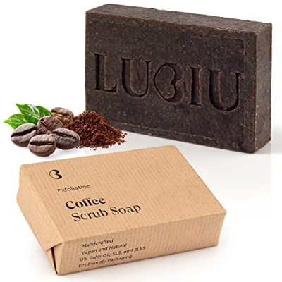 Abbildung von lubiu Kaffee Seife mit Peeling 100g Bio Stück Kaffeeseife Duschseife Damen und Naturseife Männer Körper Natural Soap