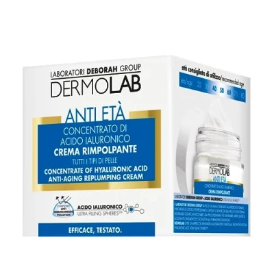 Abbildung von Dermolab Gesichtscreme, Anti Aging, mit Hyaluronsäure Konzentrat, für alle Hauttypen, Filler Effekt, spendet Feuchtigkeit und gibt Elastizität zurück, antioxidative Wirkung, 50 ml