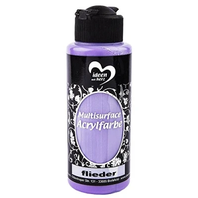 Abbildung von Ideen mit Herz Acrylfarbe Multisurface Allzweckfarbe zum Bemalen von Holz, Glas, Keramik, Porzellan, Terracotta, Styropor, Stoff, Leder Universalfarbe auf Wasserbasis 120ml (flieder)