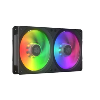Abbildung von Cooler Master MasterFan SF240R ARGB Gehäuselüfter Einfach Installation, quadratisches Rahmendesign mit vibrationsdämpfender Polsterung, Hybridblättern und adressierbare RGB LED Beleuchtung 240 mm