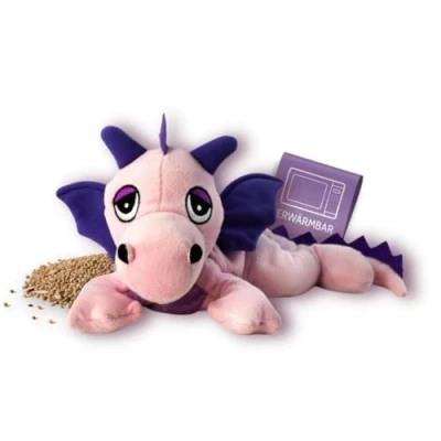 Abbildung von Habibi Plush Wärmekissen/Stofftier f. Kinder und Erwachsene 1870 Glücksdrache rosa mit Hirsefüllung, Wärmekuscheltier zum Erwärmen in der Mikrowelle/Backofen, ideal auch für Babys