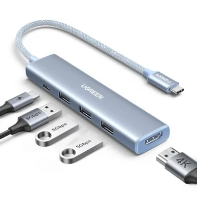 Abbildung von UGREEN Revodok USB C Hub Stilvolle Serie Adapter PD100W, 4K HDMI, 3*USB A 3.0 kompatibel mit iMac, iPhone 15, Galaxy S24, Surface, MacBook Pro/Air, iPad Steam Deck usw. (Blau)