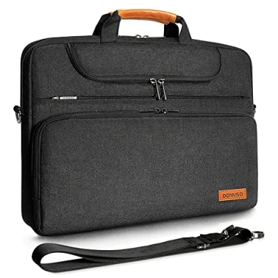 Abbildung von DOMISO 17 Zoll Wasserdicht Laptop Tasche Aktentasche Herren Schultertasche Notebooktasche Business für 17.3&quot; Notebook/Dell/Lenovo/Acer/HP/MSI/ASUS, Schwarz